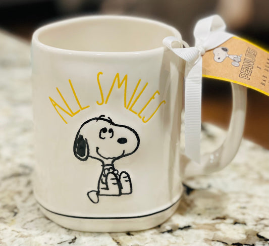 New Rae Dunn x Peanuts Snoopy line coffee mug ALL SMILES