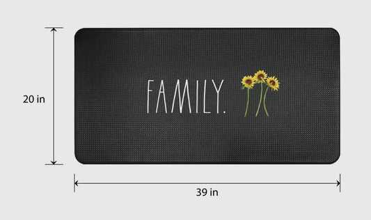 New Rae Dunn black sunflower FAMILY anti fatigue mat
