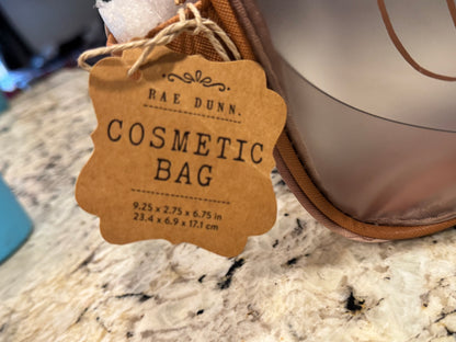 New Rae Dunn brown & cream marble cosmetics clear bag