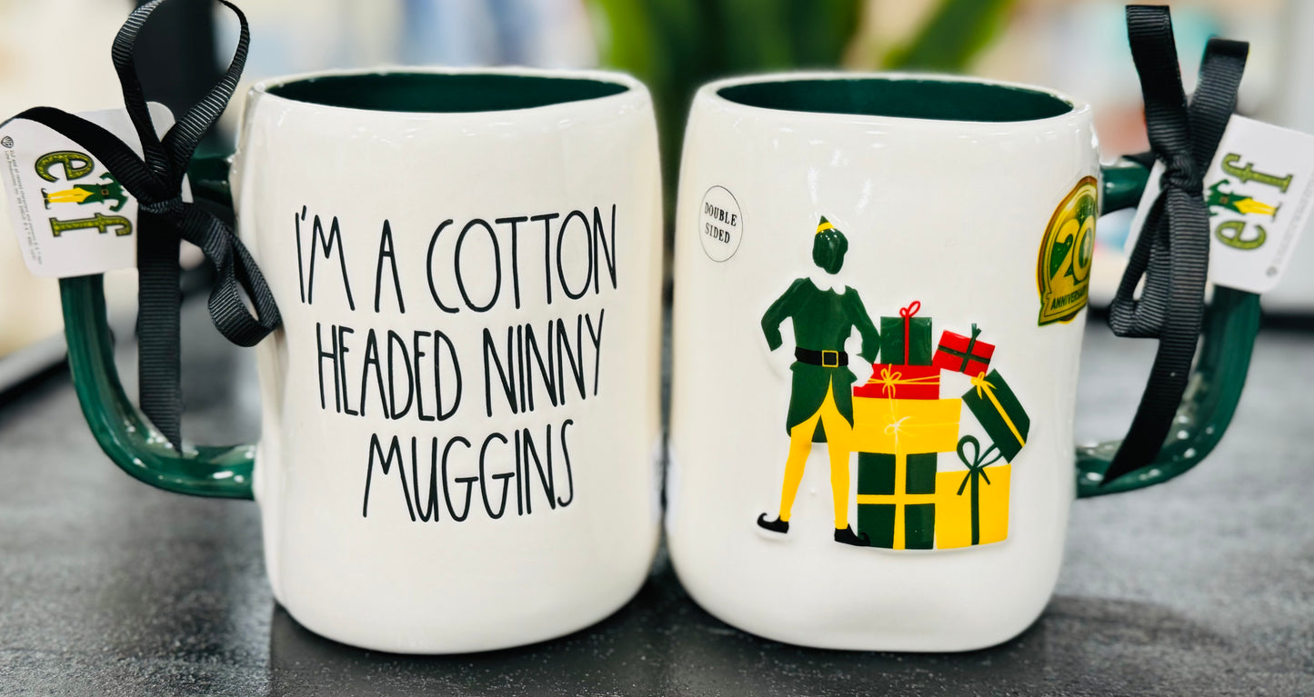 New Rae Dunn x Elf movie ceramic coffee mug I’M A COTTON HEADED NINNY MUGGINS