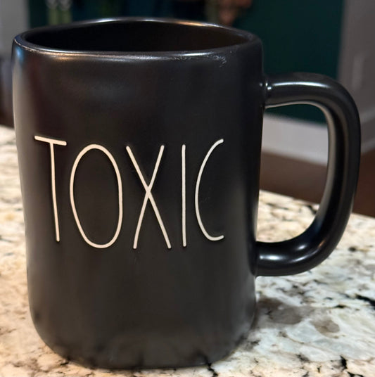 New Rae Dunn black ceramic coffee mug Halloween decor TOXIC