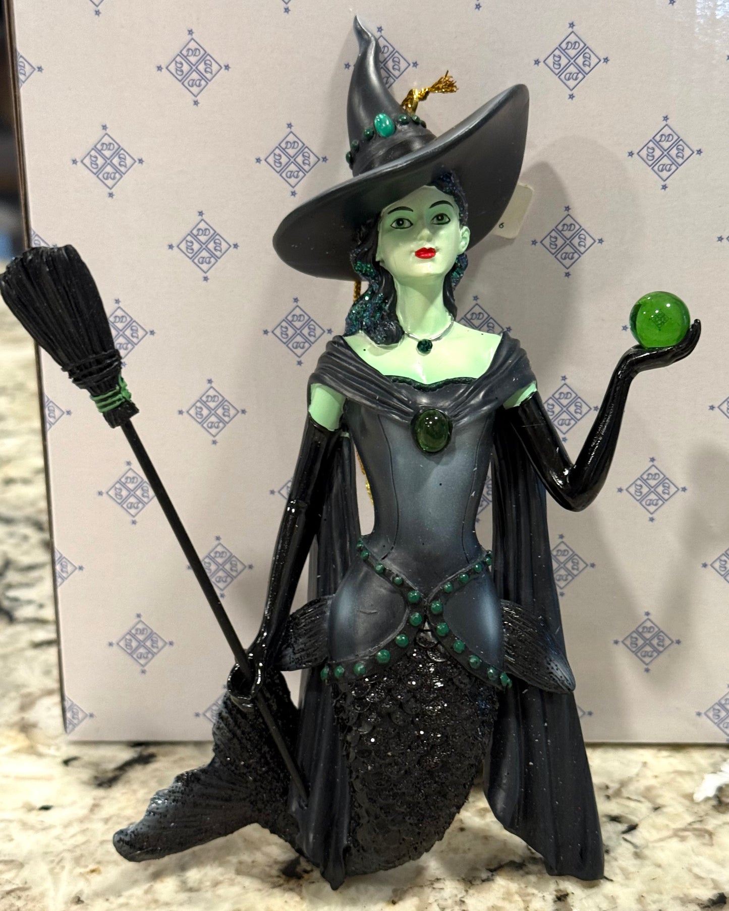 New December Diamonds Halloween green witch  ornament decor