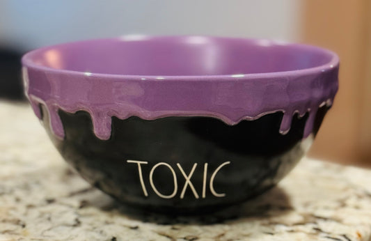 New Rae Dunn black & purple drip Halloween bowl decor TOXIC