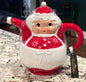 New Joanna Parker red ceramic Mrs Claus Christmas Teapot decor