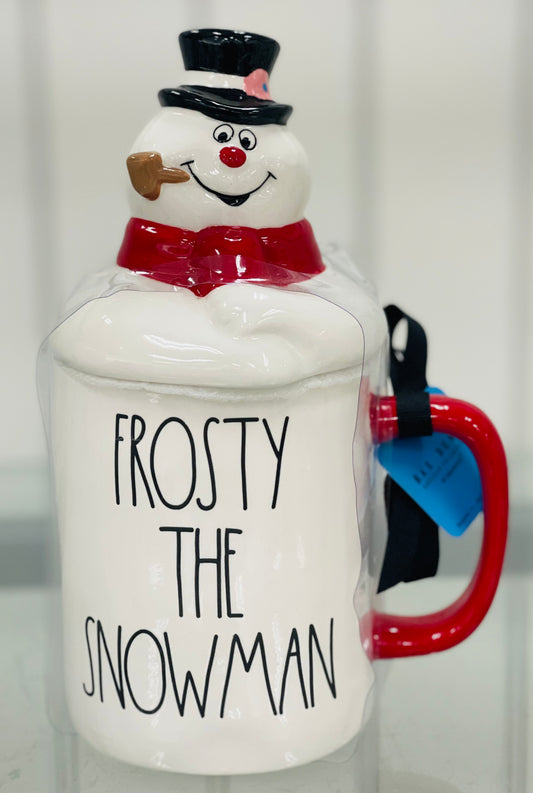 New Rae Dunn Frosty the Snowman ceramic coffee mug decor with topper