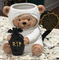 New ceramic Halloween spooky teddy bear coffee mug RIP