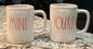 New Rae Dunn ceramic coffee mug set MINE/YOURS (red)