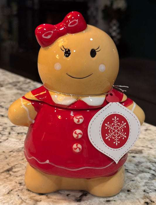 New Strawberry Street 6” Christmas gingerbread girl storage jar
