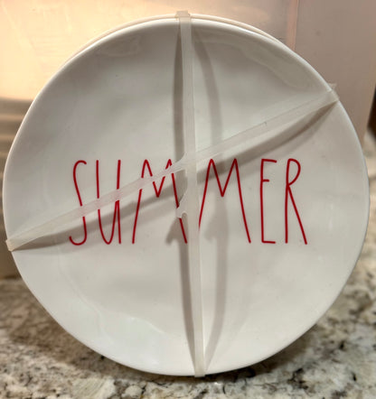 New Rae Dunn 12” 4-piece melamine plate set SUMMER BBQ