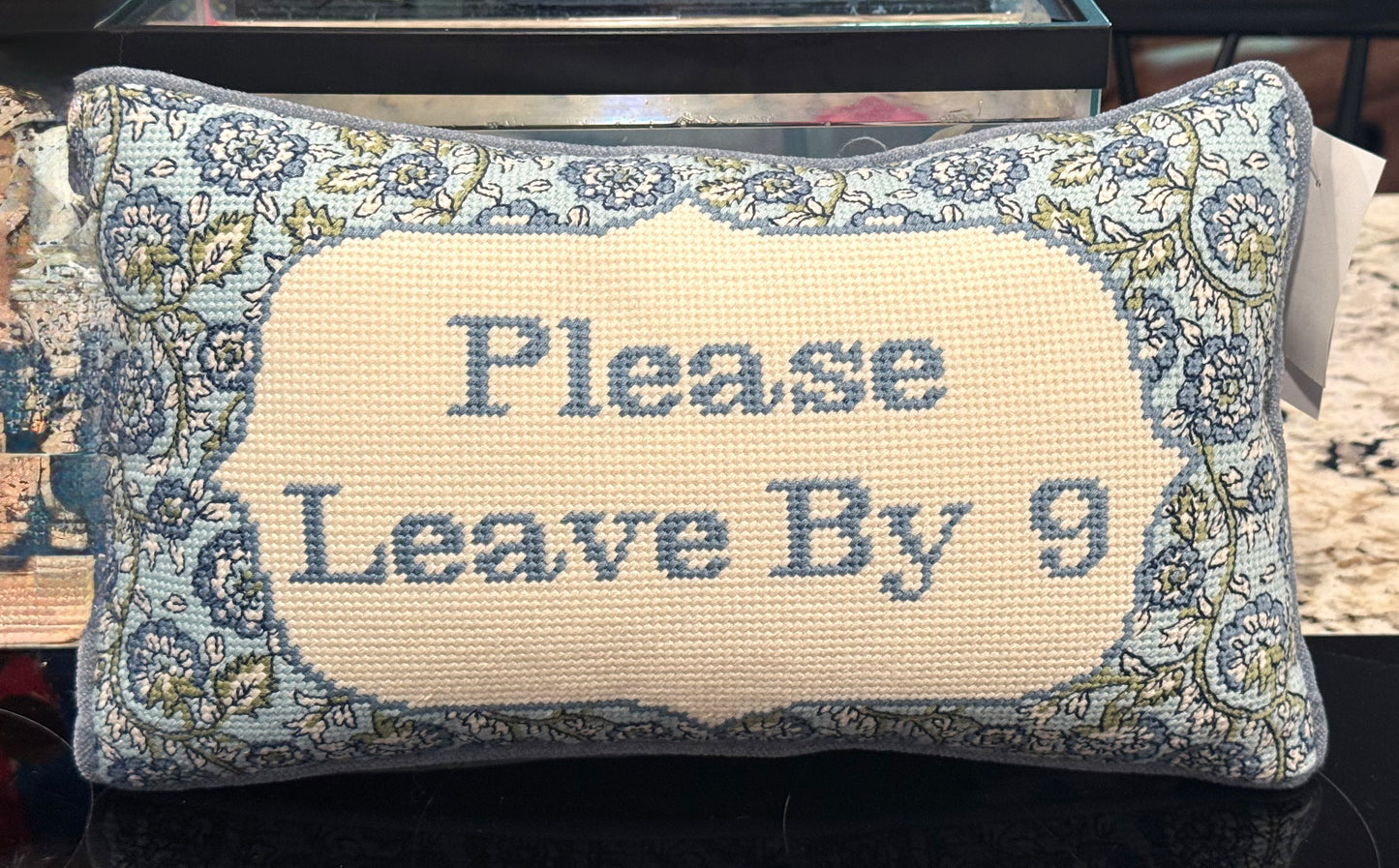 New Cupcakes and Cashmere 9x16  hook cross stitch throw pillow PLEASE LEAVE BY 9