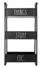 New Rae Dunn “Things – Stuff – Etc.” black Metal 3-Tier Tabletop Caddy