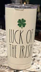 New Rae Dunn St. Patrick’s Day white insulated stainless tumbler LUCK OF THE IRISH