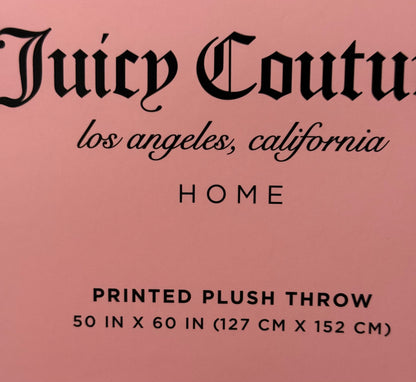 New Juicy Couture pink & zebra print coquette throw blanket 50x60