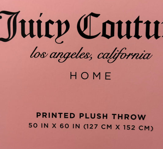New Juicy Couture pink & zebra print coquette throw blanket 50x60