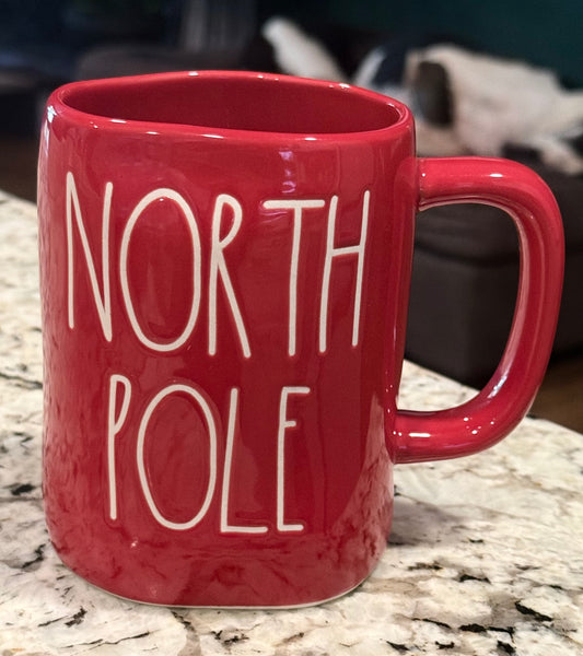 New Rae Dunn red ceramic Christmas mug NORTH POLE