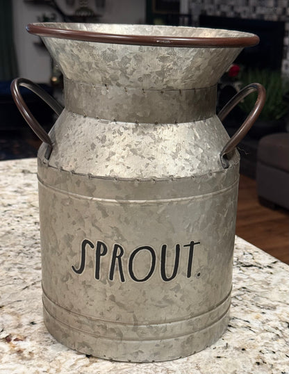 New Rae Dunn large milk jug decor galvanized metal SPROUT