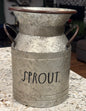 New Rae Dunn large milk jug decor galvanized metal SPROUT