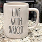 New Rae Dunn white ceramic coffee mug LIVE WITH PURPOSE