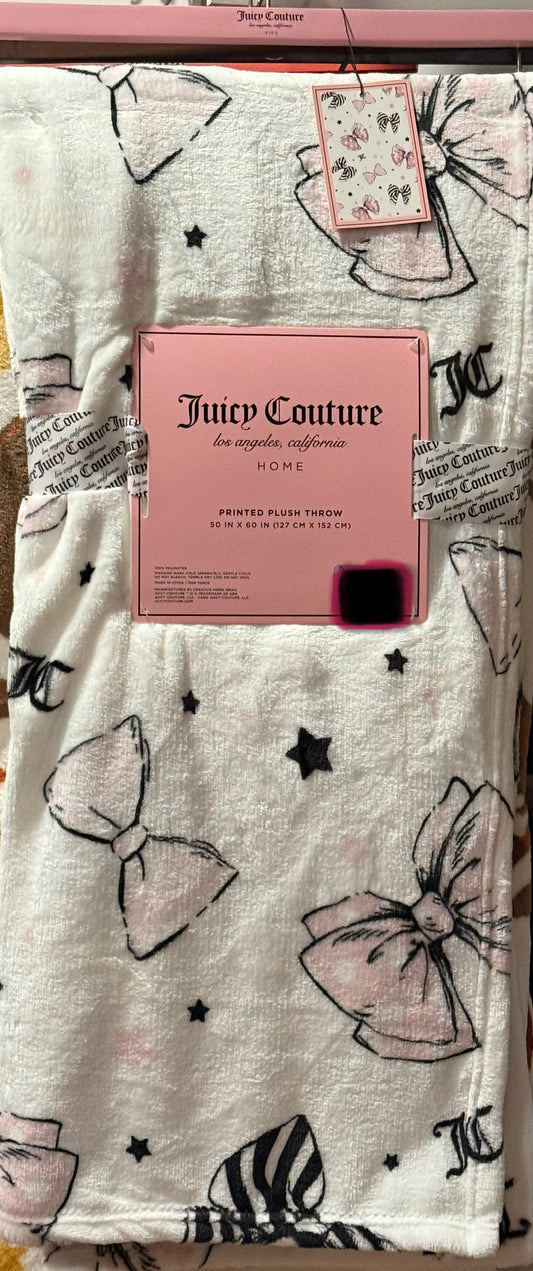 New Juicy Couture pink & zebra print coquette throw blanket 50x60