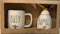 New Rae Dunn white ceramic bee 🐝 themed gift set BUSY BEE mug and BUMBLE BEE honey pot