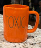 New Rae Dunn orange ceramic Halloween coffee mug TOXIC