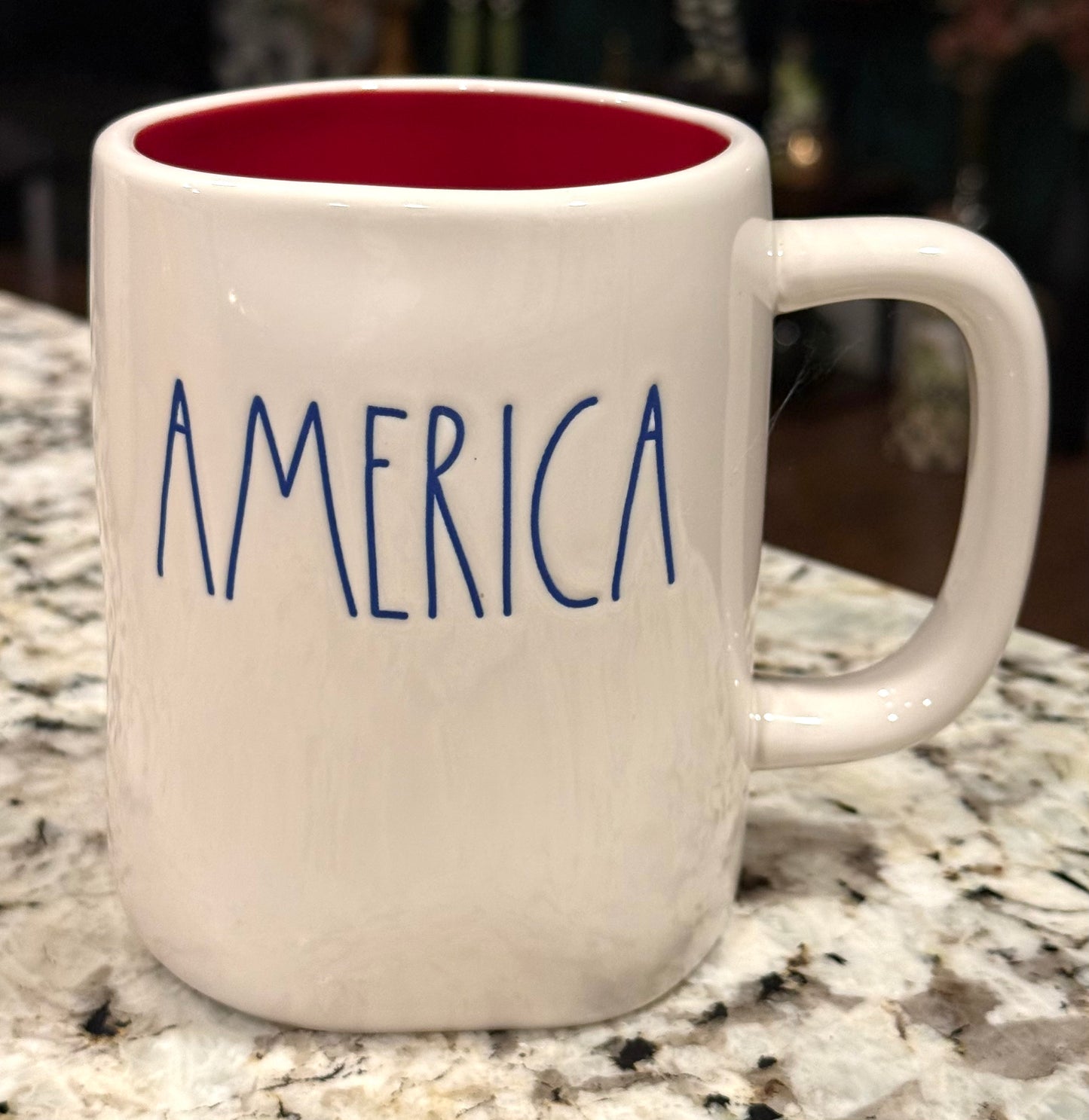 New Rae Dunn Americana white ceramic red interior coffee mug AMERICA