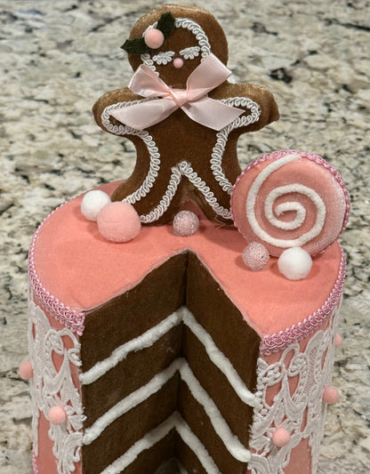 New December Diamonds 12in Pink Gingerbread Cake decor