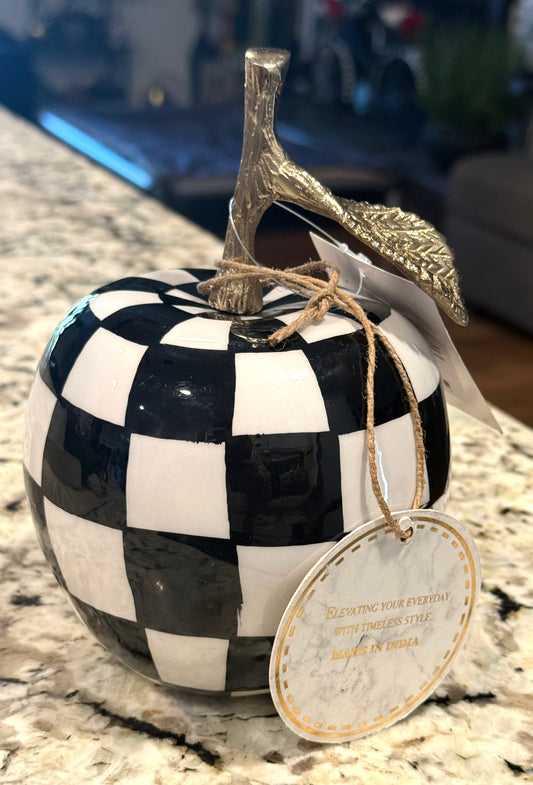 New Made in India Checkered ceramic apple decor piece