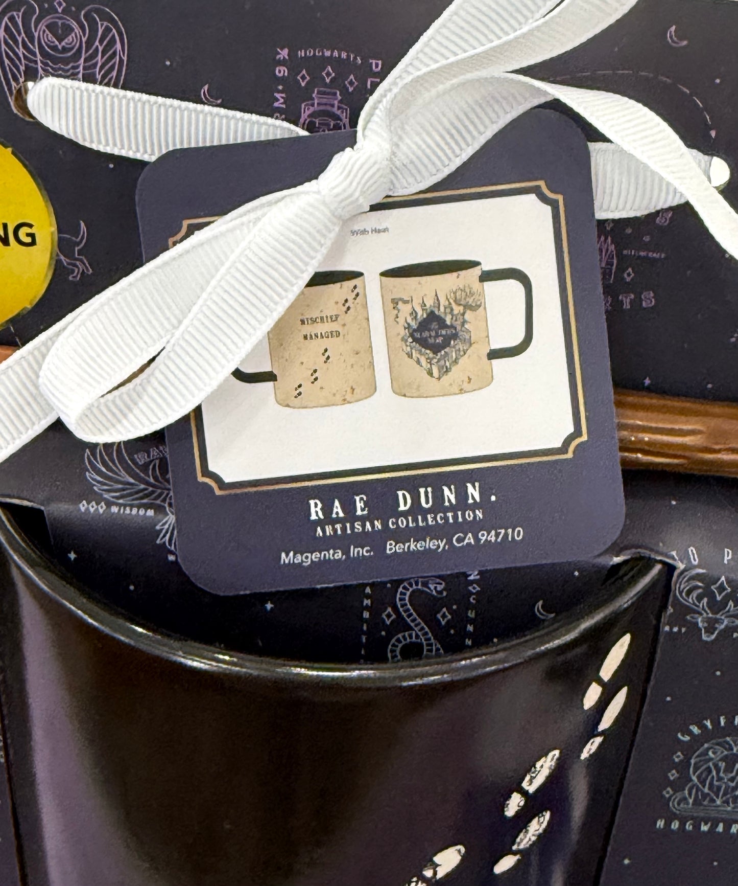 New Rae Dunn x Harry Potter ceramic coloring changing coffee mug & wand THE MARAUDER’S MAP