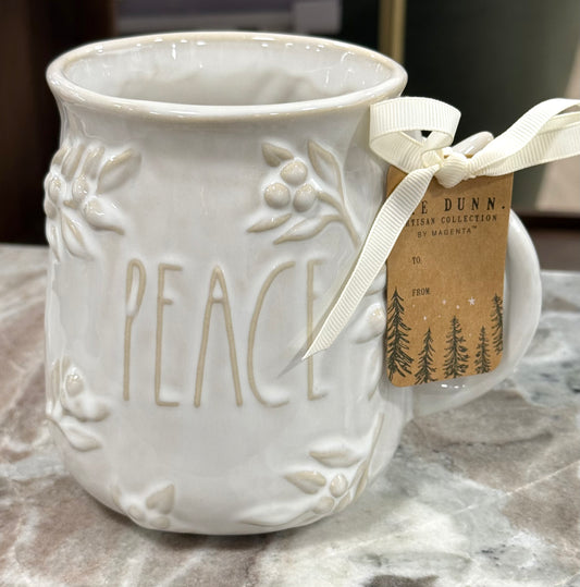 New Rae Dunn ceramic coffee mug PEACE