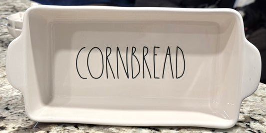 New Rae Dunn white ceramic baking pan CORNBREAD