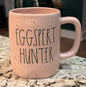 New Rae Dunn pink speckled Easter coffee mug EGGSPERT HUNTER