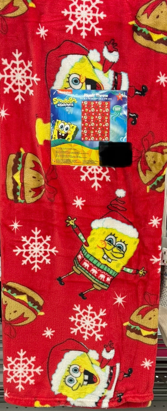 New SpongeBob red Christmas blanket bedding 50x70