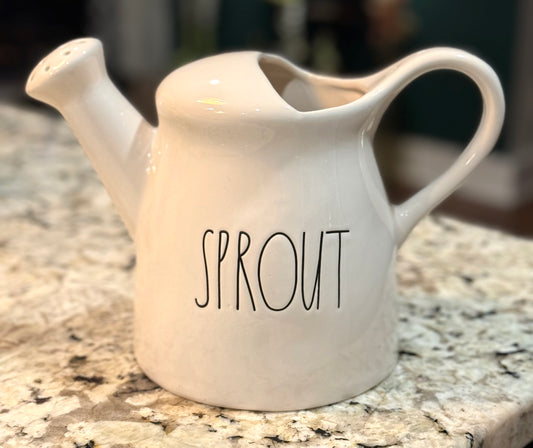 New Rae Dunn ceramic watering can garden decor SPROUT