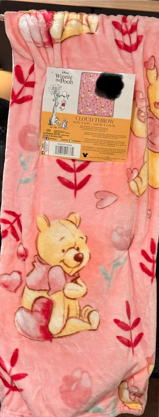 New Disney’s Pink Winnie the Pooh floral throw blanket 60x70 oversized cloud material