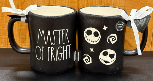 New Rae Dunn black matte ceramic Nightmare before Christmas coffee mug MASTER OF FRIGHT