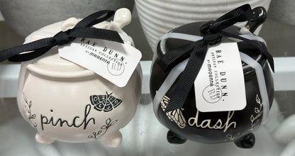 New release Rae Dunn ceramic 2-piece black and white butterfly PINCH & DASH storage set