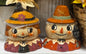 New Joanna Parker fall 2-piece scarecrow grapevine line ceramic trinket jar set 5”