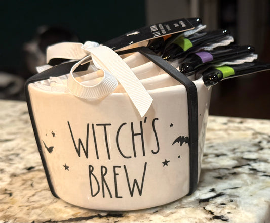 New Rae Dunn ceramic Halloween WITCHES BREW measuring cup set