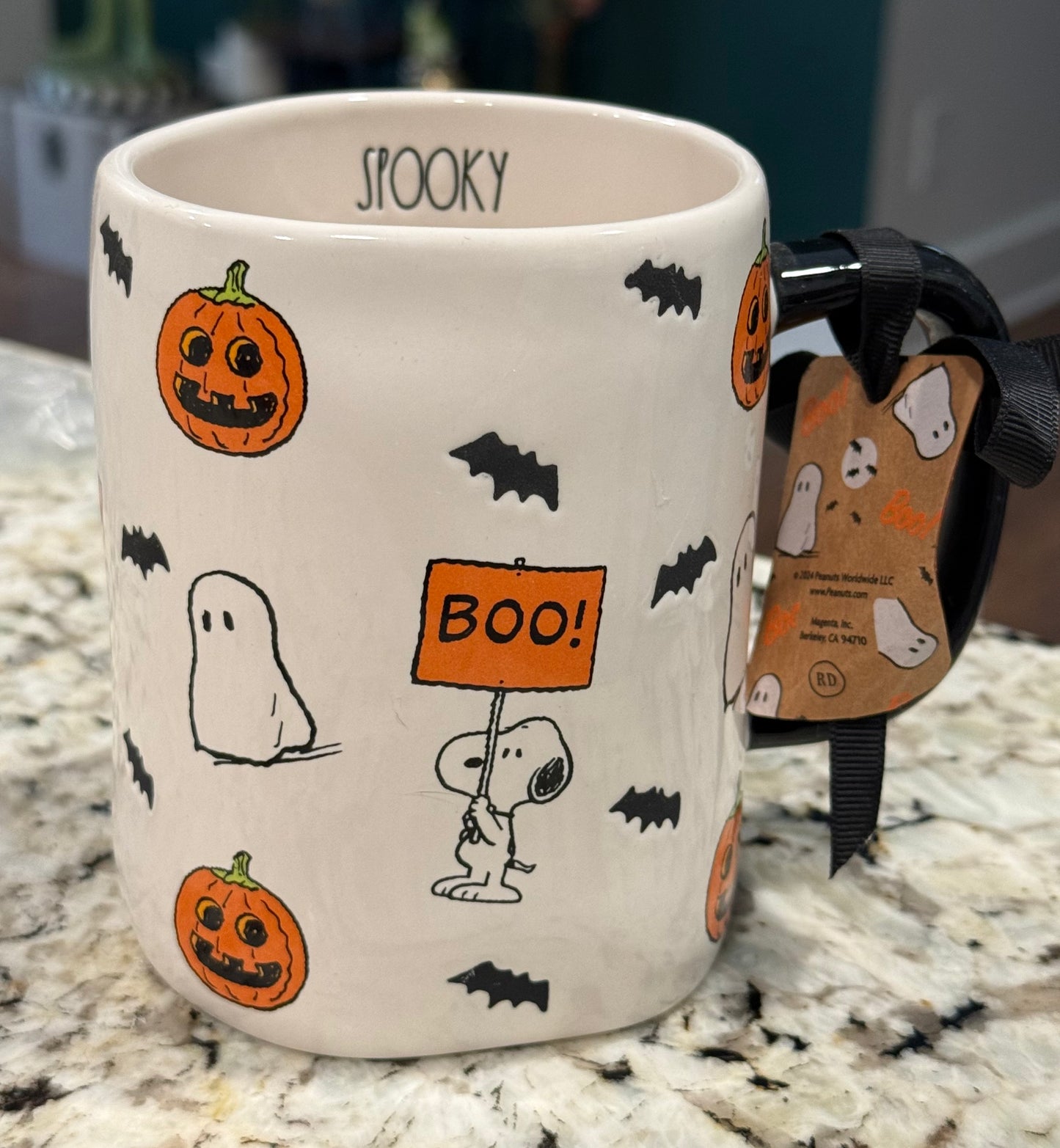 New Rae Dunn x Peanuts Snoopy ceramic Halloween coffee mug SNOOPY