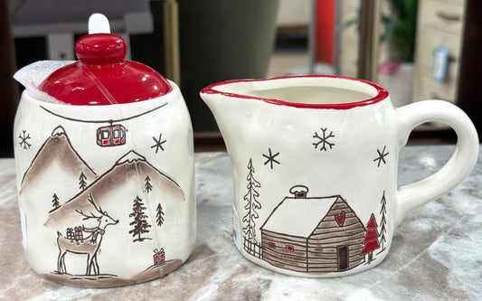New ceramic Christmas reindeer cream & sugar set