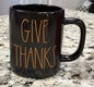Rae Dunn black ceramic  coffee mug GIVE THANKS