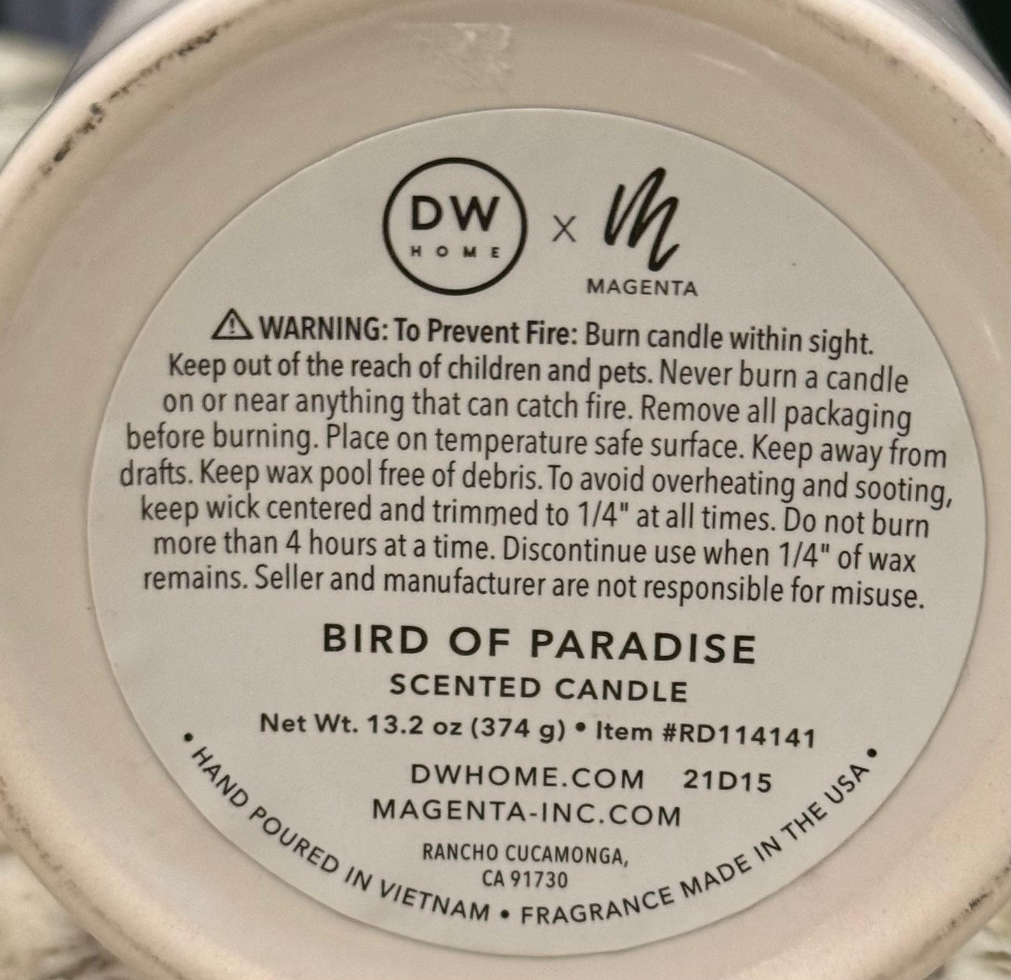 New Rae Dunn white ceramic summer theme candle PARADISE
