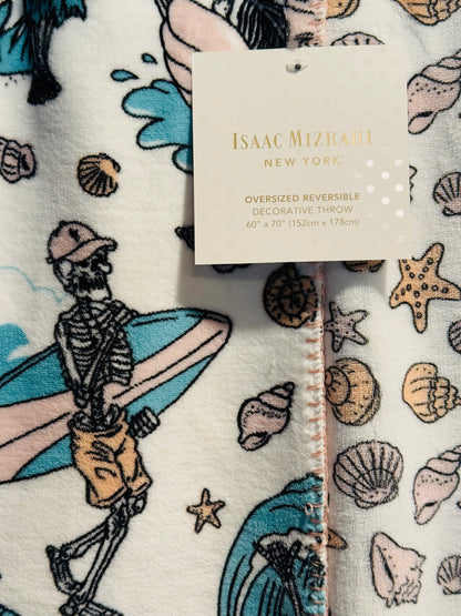 New Issac Mizrahi 60x70 blanket bedding Halloween Summerween skeleton throw blanket