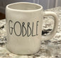 Rae Dunn white ceramic coffee mug GOBBLE