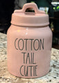 New Rae Dunn pink 6” Easter canister decor COTTON TAIL CUTIE