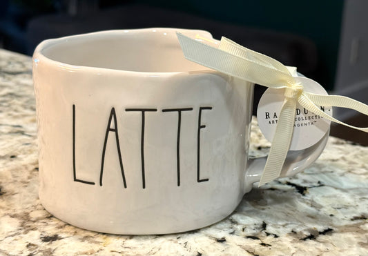 New Rae Dunn white ceramic mug LATTE