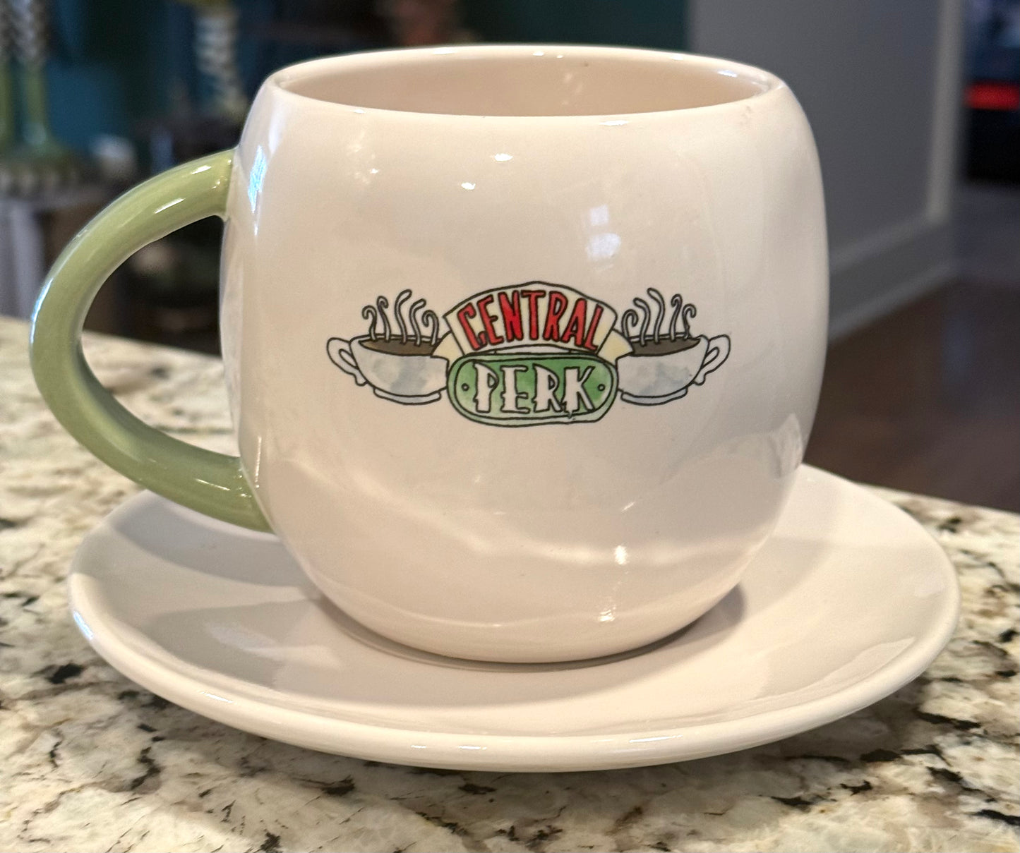 New Rae Dunn x Friends ceramic teacup and saucer  CENTRAL PERK