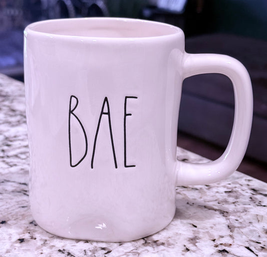 Rae Dunn white ceramic coffee mug BAE