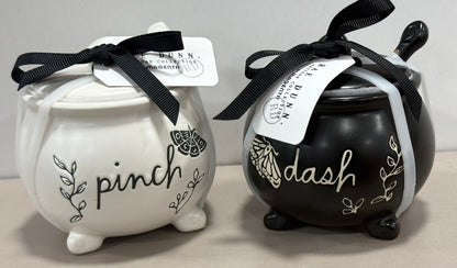 New release Rae Dunn ceramic 2-piece black and white butterfly PINCH & DASH storage set